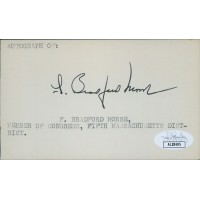 Frank Bradford Morse Massachusetts Congressman Signed 3x5 Index Card JSA Authen