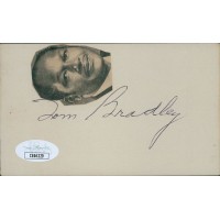 Tom Bradley Los Angeles Mayor Signed 3x5 Index Card JSA Authenticated