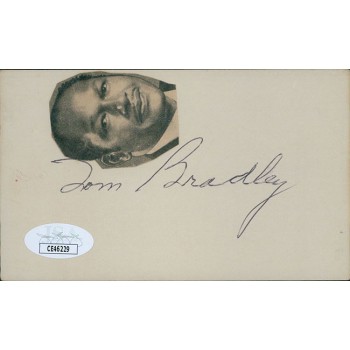 Tom Bradley Los Angeles Mayor Signed 3x5 Index Card JSA Authenticated