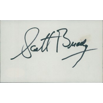 Scott Brady Actor Signed 3x5 Index Card JSA Authenticated