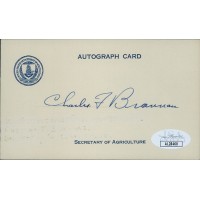 Charles Brannan Secretary of Agriculture Signed 3x5 Index Card JSA Authenticated