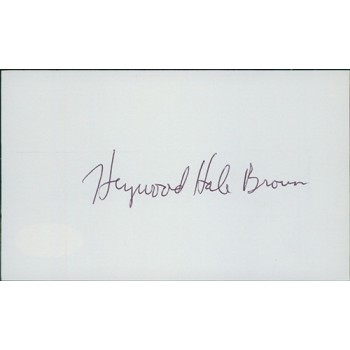 Heywood Hale Broun Author Actor Signed 3x5 Index Card JSA Authenticated