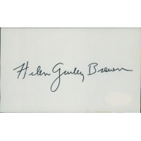 Helen Gurley Brown Writer Signed 3x5 Index Card JSA Authenticated