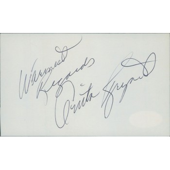 Anita Bryant Activist Singer Signed 3x5 Index Card JSA Authenticated