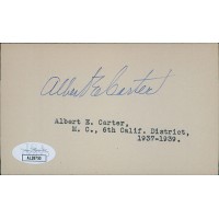 Albert Carter California Congressman Signed 3x5 Index Card JSA Authenticated
