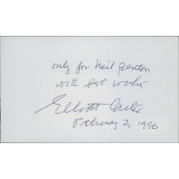 Elliott Carter Composer Signed 3x5 Index Card JSA Authenticated