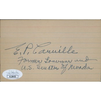 Edward Carville Nevada Governor Senator Signed 3x5 Index Card JSA Authenticated