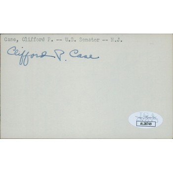 Clifford Case New Jersey Congressman Senator Signed 3x5 Index Card JSA Authentic