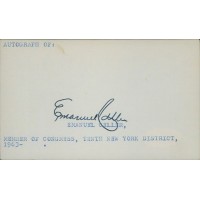 Emanuel Celler New York Congressman Signed 3x5 Index Card JSA Authenticated