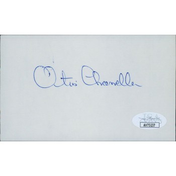Otis Chandler Publisher Signed 3x5 Index Card JSA Authenticated
