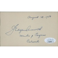 J. Edgar Chenoweth Colorado Congressman Signed 3x5 Index Card JSA Authenticated