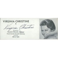 Virginia Christine Actress Signed 2x5 Directory Cut JSA Authenticated