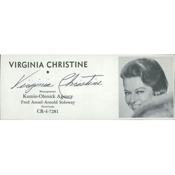 Virginia Christine Actress Signed 2x5 Directory Cut JSA Authenticated