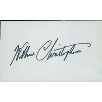 William Christopher Actor Signed 3x5 Index Card JSA Authenticated