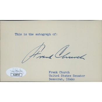 Frank Church Idaho Senator Signed 3x5 Index Card JSA Authenticated