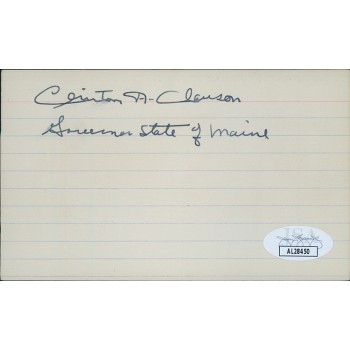 Clinton Clauson Maine Governor Signed 3x5 Index Card JSA Authenticated