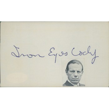 Iron Eyes Cody Actor Signed 3x5 Index Card JSA Authenticated