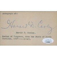 Harold Cooley North Carolina Congressmen Signed 3x5 Index Card JSA Authenticated