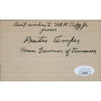 Prentice Cooper Tennessee Governor Senator Signed 3x5 Index Card JSA Authentic