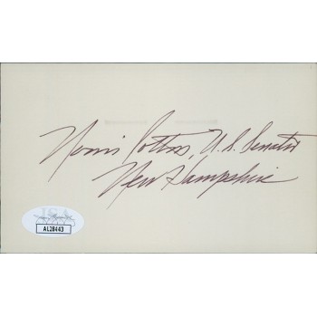 Norris Cotton New Hampshire Congressmen Senator Signed 3x5 Index Card JSA Authen