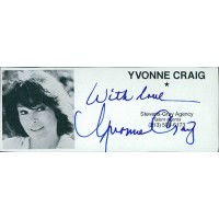 Yvonne Craig Actress Signed 2x4.5 Directory Cut JSA Authenticated