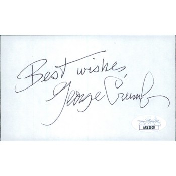 George Crumb Composer Signed 3x5 Index Card JSA Authenticated