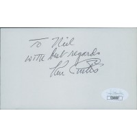 Ken Curtis Actor Signed 3x5 Index Card JSA Authenticated Personalized