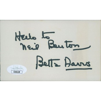 Bette Davis Actress Signed 3x5 Index Card JSA Authenticated Personalized