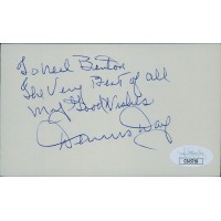 Dennis Day Actor Comedian Singer Signed 3x5 Index Card JSA Authenticated