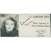 Laraine Day Actress Signed 2.5x5 Directory Cut JSA Authenticated