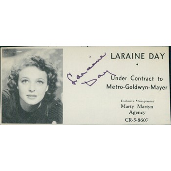 Laraine Day Actress Signed 2.5x5 Directory Cut JSA Authenticated