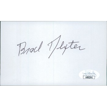 Brad Dexter Actor Signed 3x5 Index Card JSA Authenticated