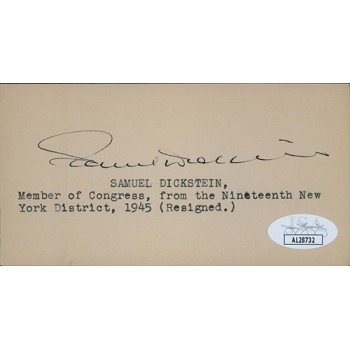 Samuel Dickstein New York Congressman Signed 2.5x5 Index Card JSA Authenticated