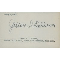 James Dolliver Iowa Congressman Signed 3x5 Index Card JSA Authenticated