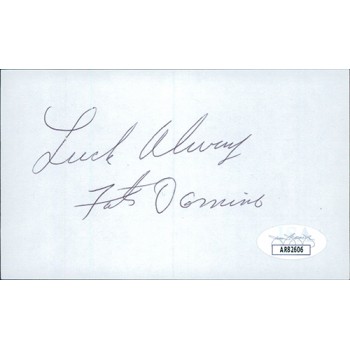 Fats Domino Piano Musician Signed 3x5 Index Card JSA Authenticated