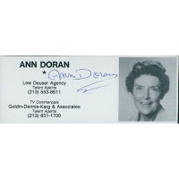 Ann Doran Actress Signed 2x4.5 Directory Cut JSA Authenticated