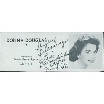 Donna Douglas Actress Signed 2x5 Directory Cut JSA Authenticated