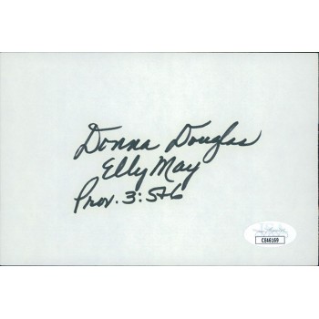 Donna Douglas Actress Signed 4x6 Index Card JSA Authenticated