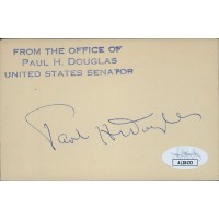 Paul Douglas Illinois Senator Signed 3x4.75 Index Card JSA Authenticated