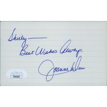 Joanne Dru Actress Signed 3x5 Index Card JSA Authenticated Personalized