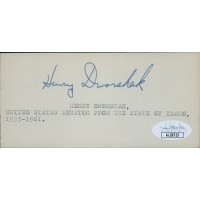 Henry Dworshak Idaho Congressman Senator Signed 2.5x5 Index Card JSA Authentic