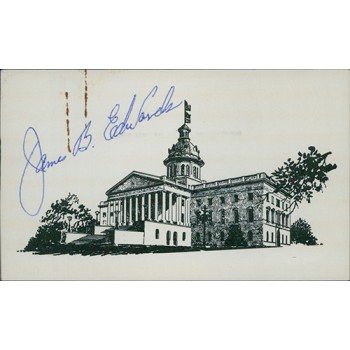 James B. Edwards South Carolina Governor Signed 3x5 Index Card JSA Authenticated