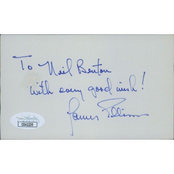 James Ellison Actor Signed 3x5 Index Card JSA Authenticated Personalized