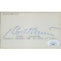 Robert Ellsworth Kansas Congressmen Signed 3x5 Index Card JSA Authenticated