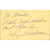 Leif Erickson Actor Signed 3x5 Index Card JSA Authenticated Personalized