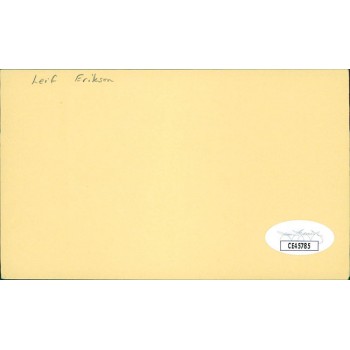 Leif Erickson Actor Signed 3x5 Index Card JSA Authenticated Personalized