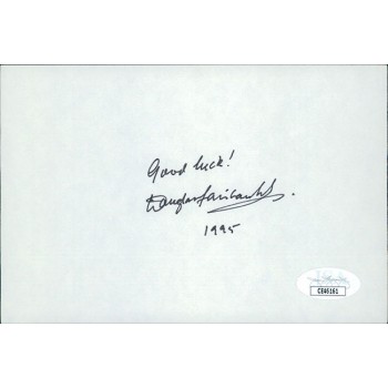 Douglas Fairbanks Jr. Actor Signed 4x6 Index Card JSA Authenticated