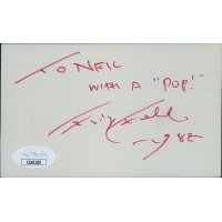 Fritz Feld Actor Signed 3x5 Index Card JSA Authenticated Personalized