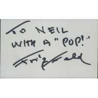 Fritz Feld Actor Signed 3x5 Index Card JSA Authenticated Personalized