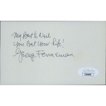 George Fenneman Radio Host TV Announcer Signed 3x5 Index Card JSA Authenticated